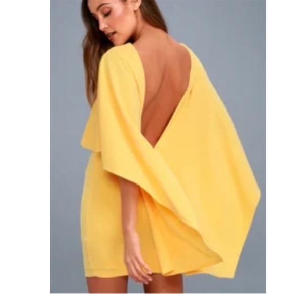 Lulu’s Yellow Open Back Dress - Picture 1 of 7